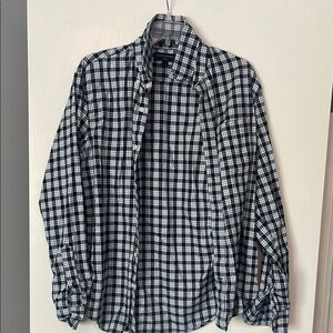 Banana Republic Navy and White Gingham Casual Shirt